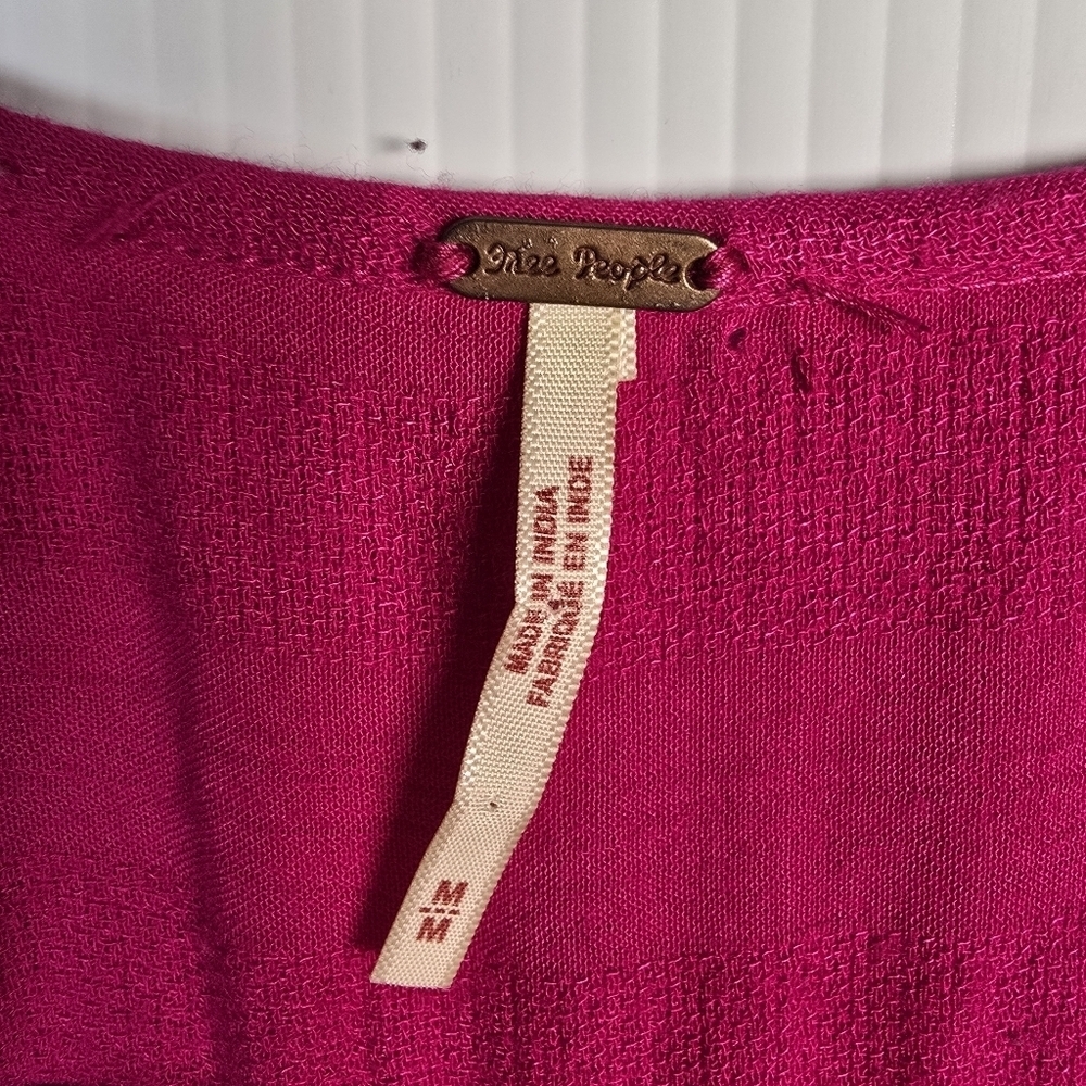 FREE PEOPLE Women's Delilah Embroidered Wrap Mini Dress In Hot Pink Boho Size M - Picture 11 of 16